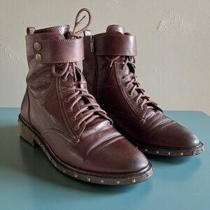 Vince Camuto Brown Lace Up Boots Talorini Leather Size 10